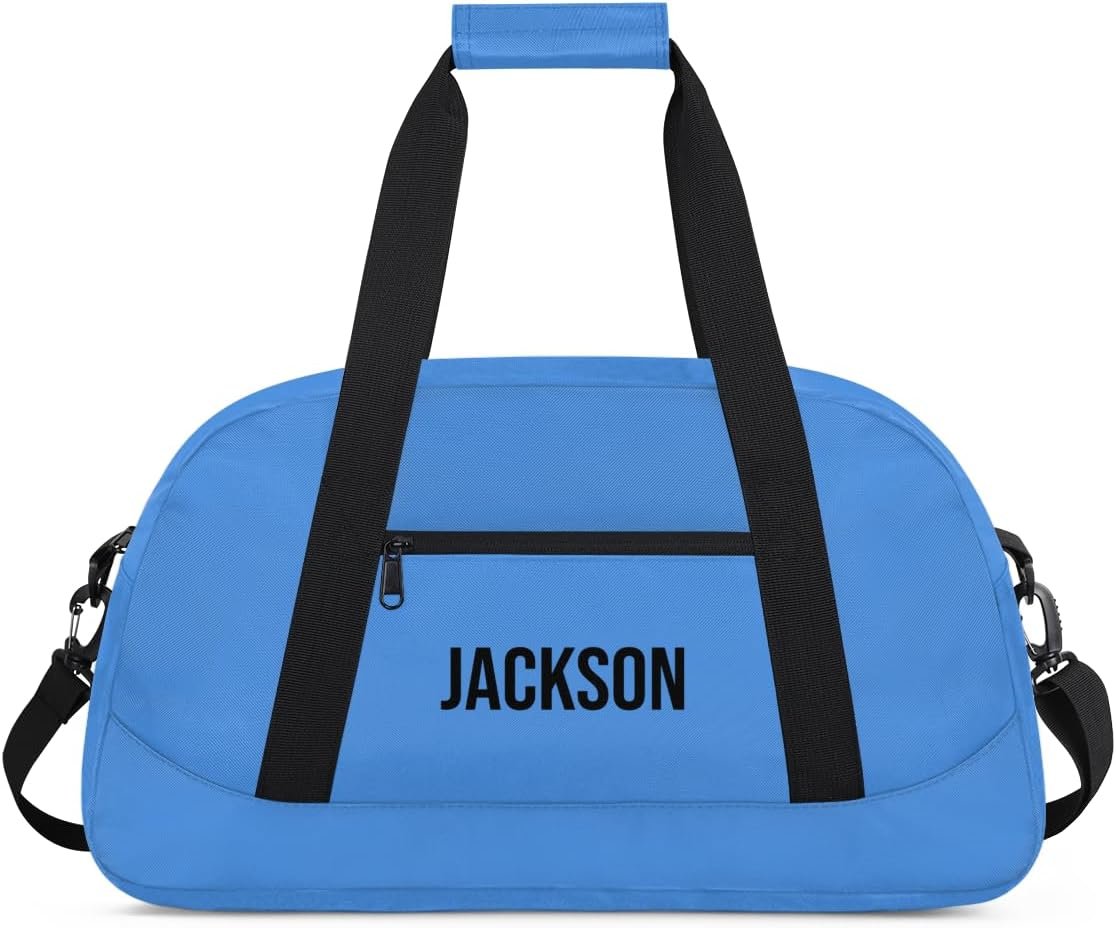 Manufacturer Personalized Name Duffle Bag Custom Logo Kids Gym Travel Overnight Weekender Sports Bag for Boys and Girls Blue Private Label
