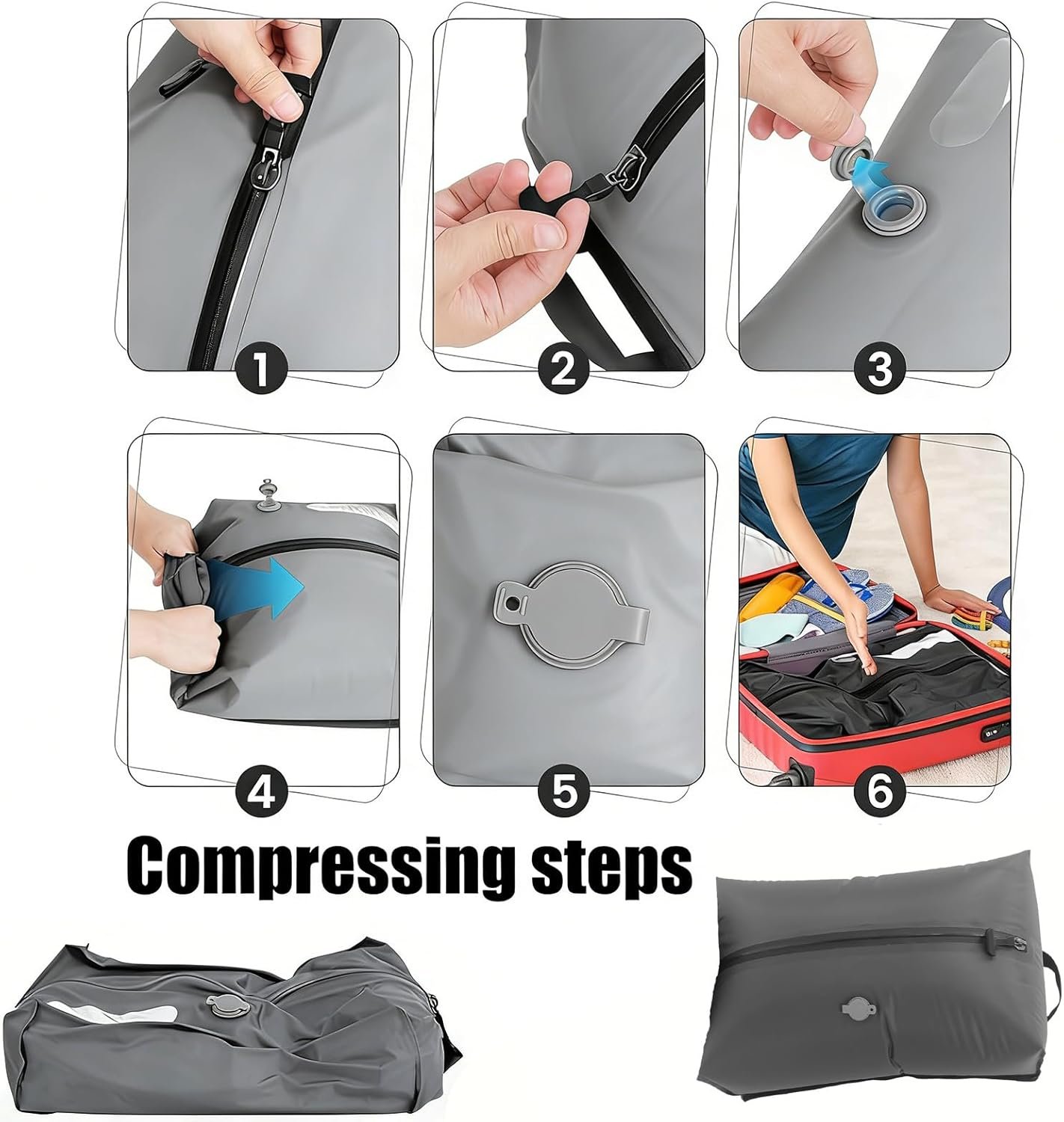 Custom Logo 17L Gray Flat Bottom Private Label Vacuum Storage Bag Travel Ready with View Window for Secure Packing Portable Manufacturer