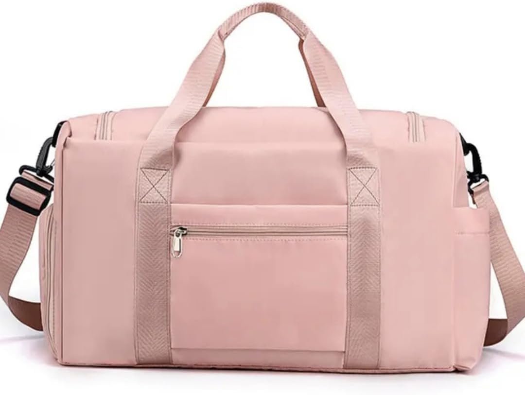 Custom Logo Personalized Sports Bag - Private Label Gym Cheer Weekender Duffel Bags for Men Women - Pink with Name Text from Factory