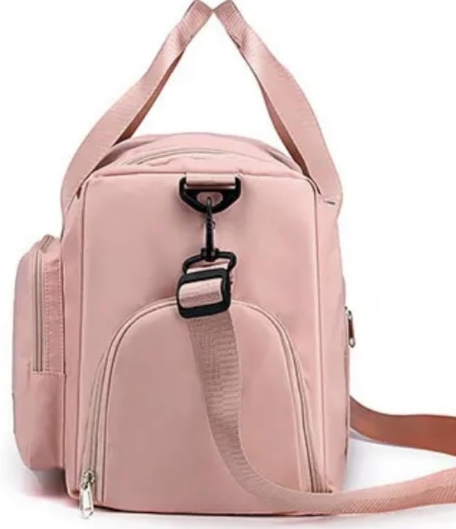 Custom Logo Personalized Sports Bag - Private Label Gym Cheer Weekender Duffel Bags for Men Women - Pink with Name Text from Factory