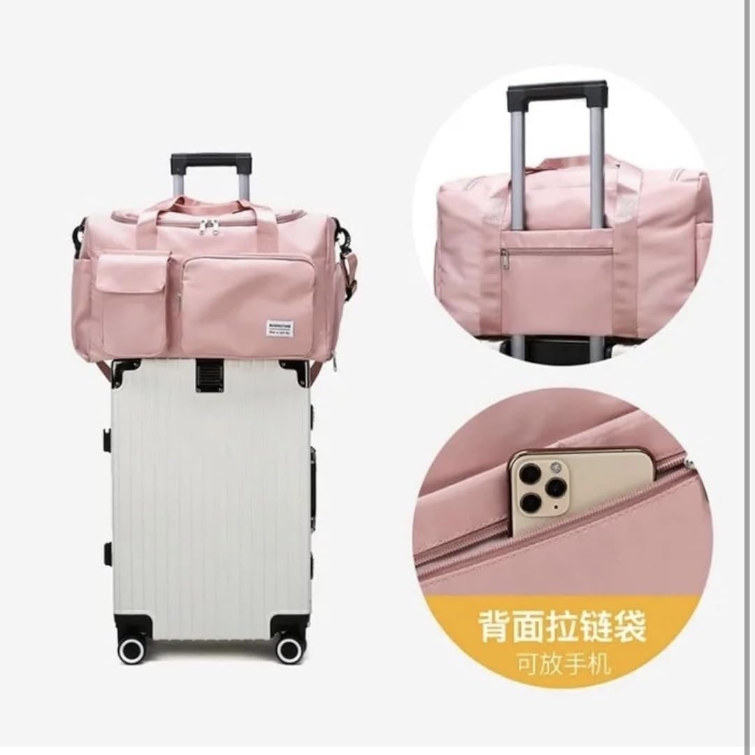 Custom Logo Personalized Sports Bag - Private Label Gym Cheer Weekender Duffel Bags for Men Women - Pink with Name Text from Factory