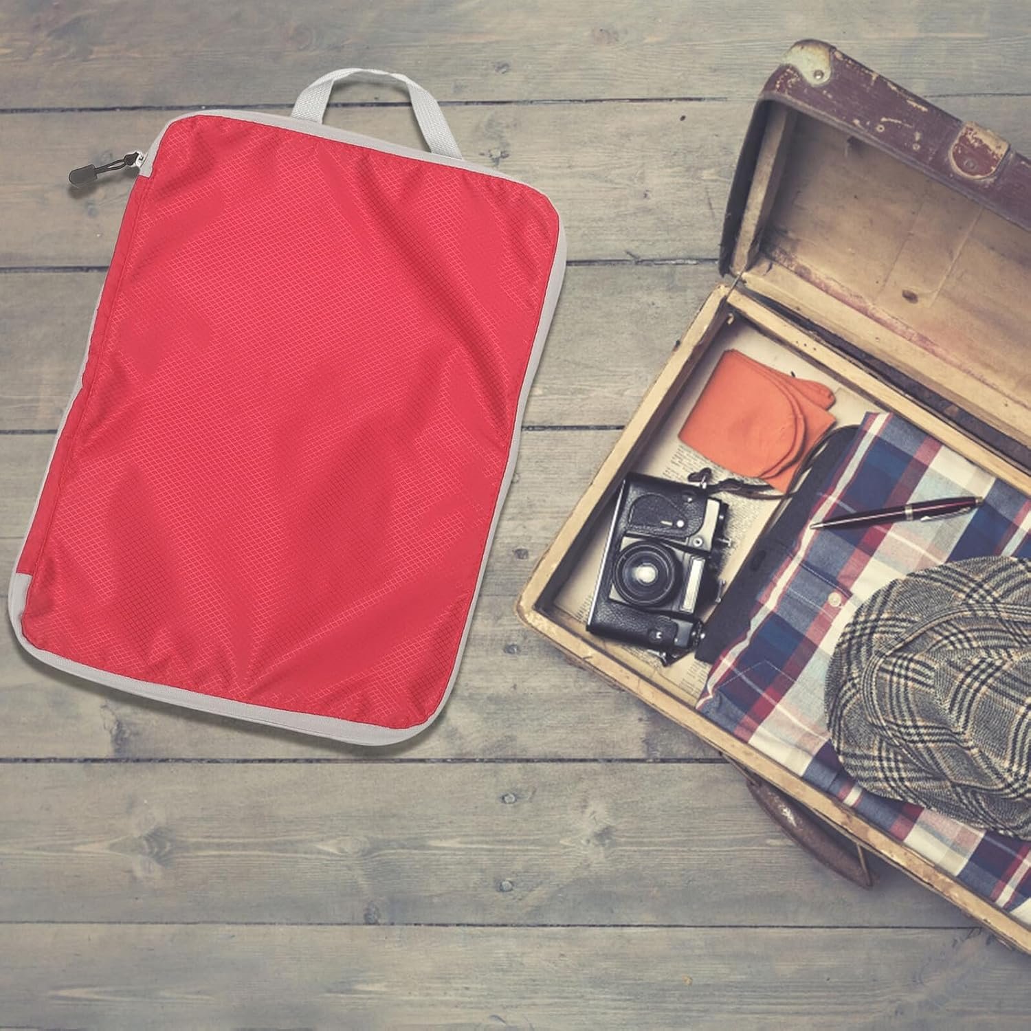 Private Label 3pcs Red Large Medium Small Travel Organizer Bags Set Luggage Packing Cubes Space-Saving Storage Pouches Custom Logo for Suitcases Manufacturer