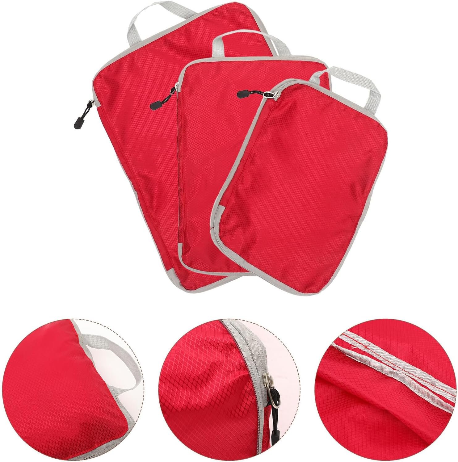 Private Label 3pcs Red Large Medium Small Travel Organizer Bags Set Luggage Packing Cubes Space-Saving Storage Pouches Custom Logo for Suitcases Manufacturer