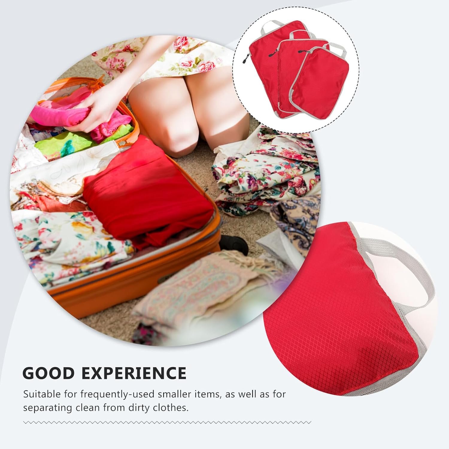 Private Label 3pcs Red Large Medium Small Travel Organizer Bags Set Luggage Packing Cubes Space-Saving Storage Pouches Custom Logo for Suitcases Manufacturer