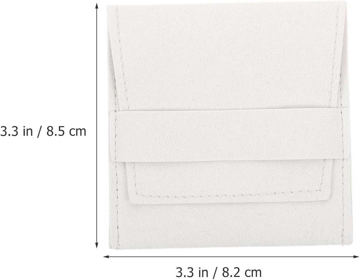 Private Label Double Layer Flannel Lined Jewelry Pouch Set Manufacturer Protective Ring Necklace Earrings Storage Bags Custom Logo Portable Drawstring Organizer 2Pcs Light Beige