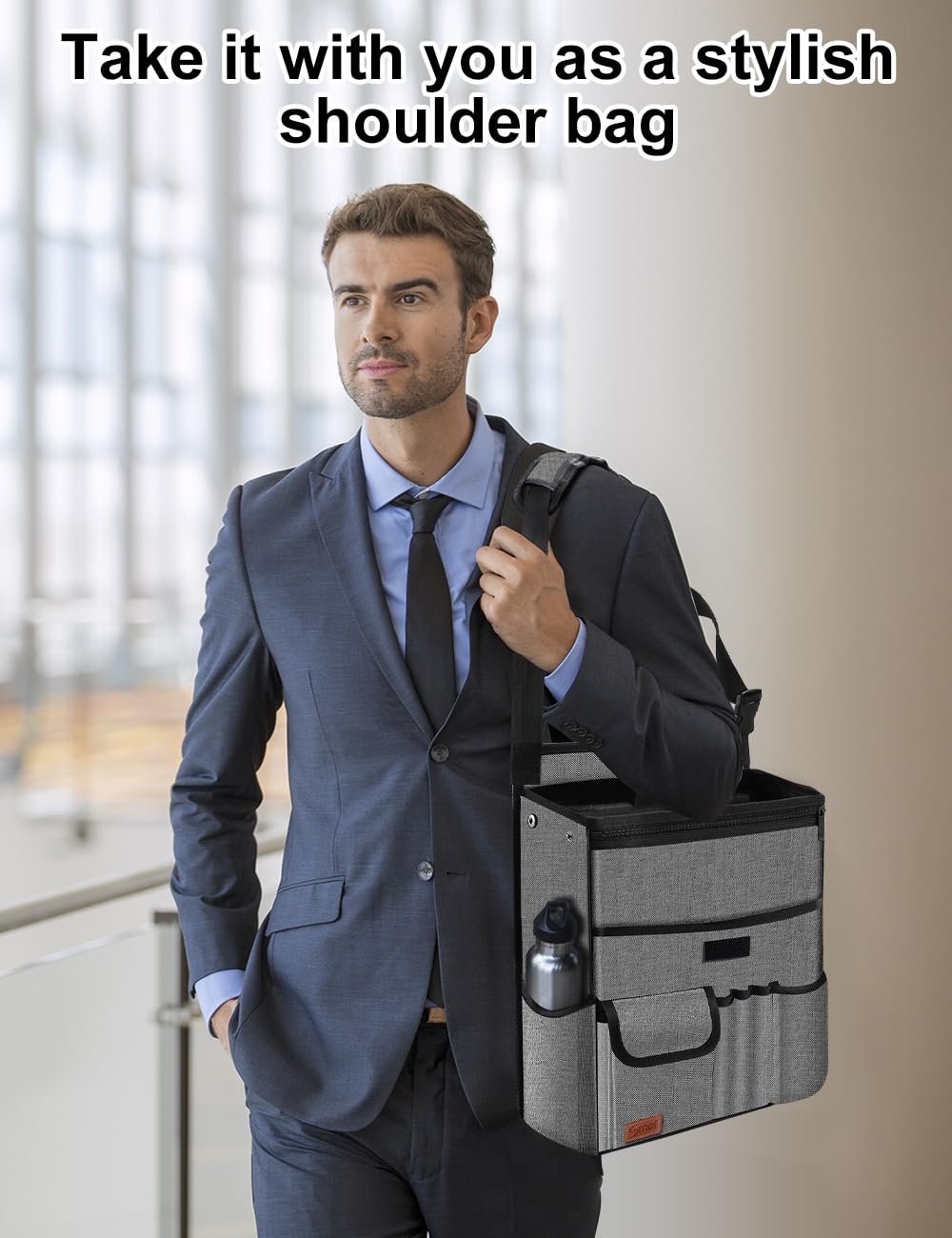 Private Label Hanging Car Seat Organizer for Front Passenger and Back Seats Manufacturer with Multiple Pockets Separate Laptop Pocket Cup Holder Travel Accessories Custom Logo