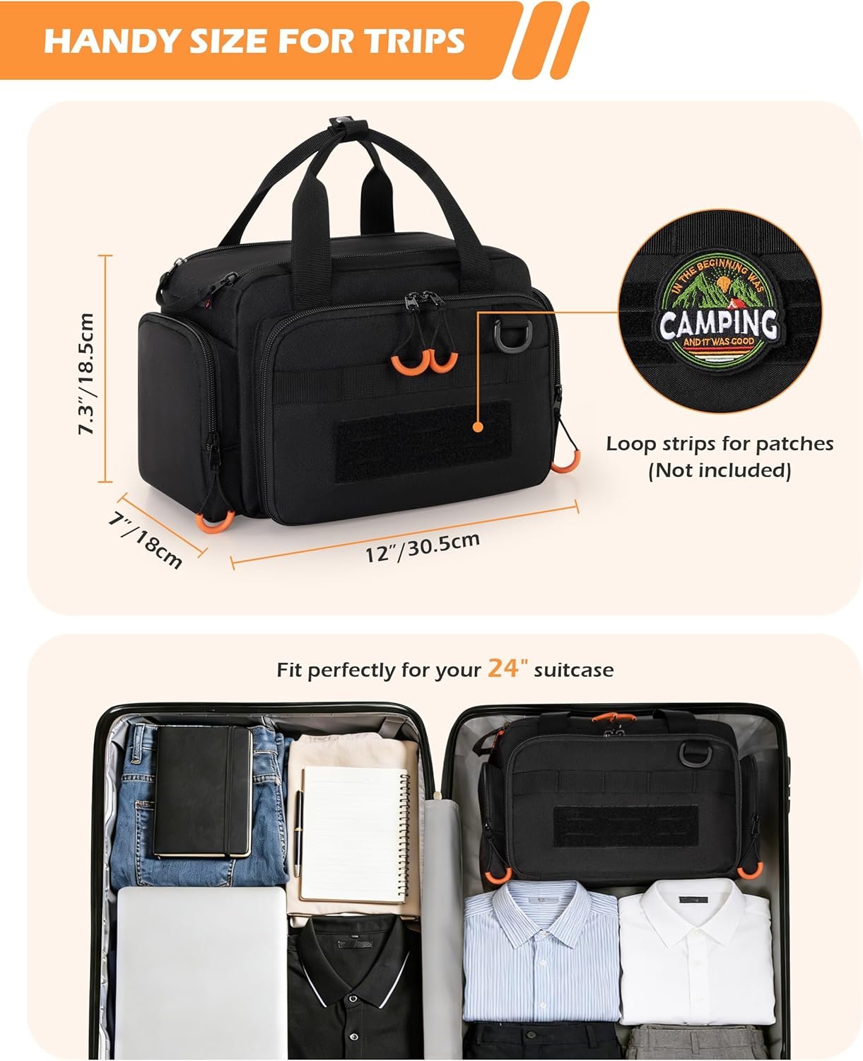 Custom Logo Extra Large Tactical Travel Toiletry Bag for Men Private Label Dopp Kit Organizer with Dual Way Zippers for Shaving Grooming Bathroom Essentials Manufacturer Black Empty Bag