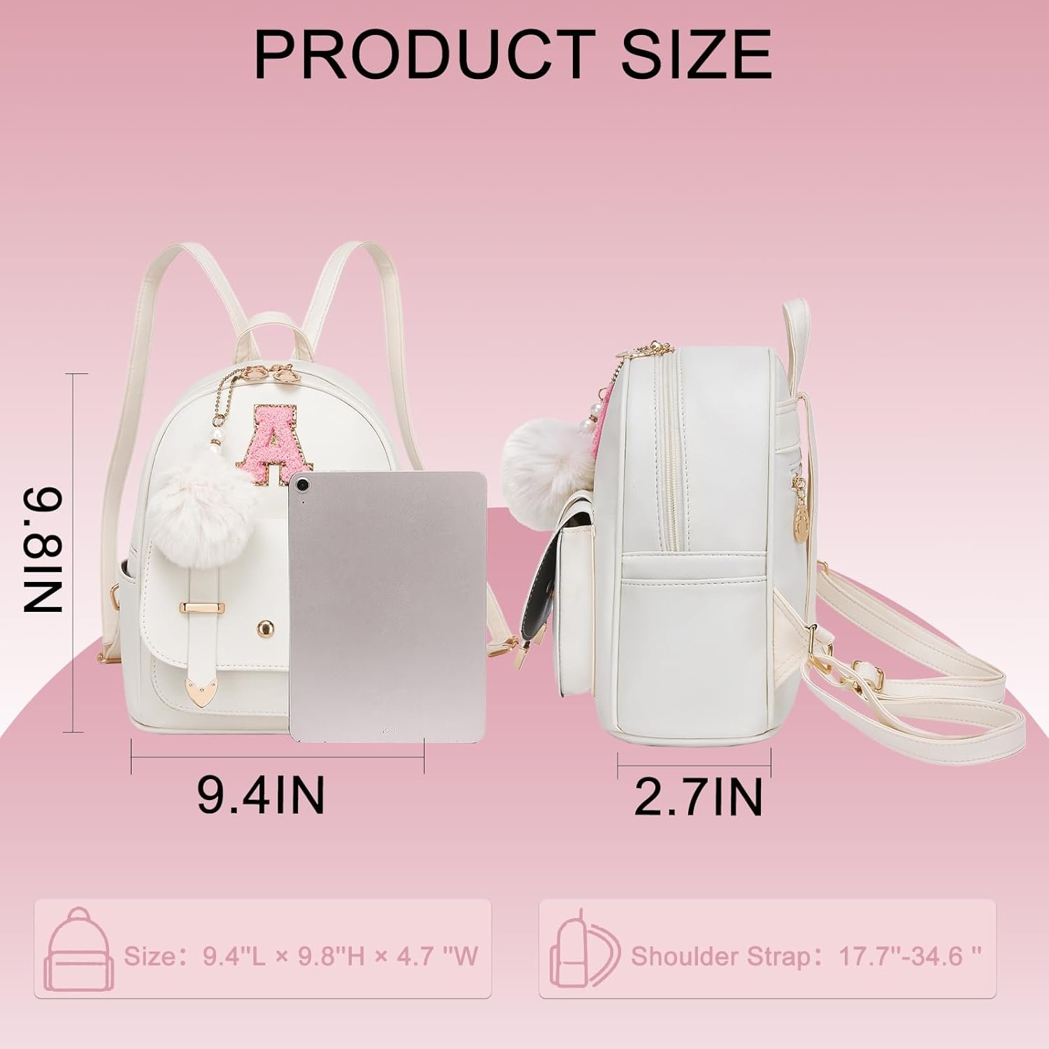Manufacturer Direct Cute Mini Small Backpack Purse for Women Custom Logo Personalized Letter Leather Pompom Shoulder Bag Private Label - White Letter B