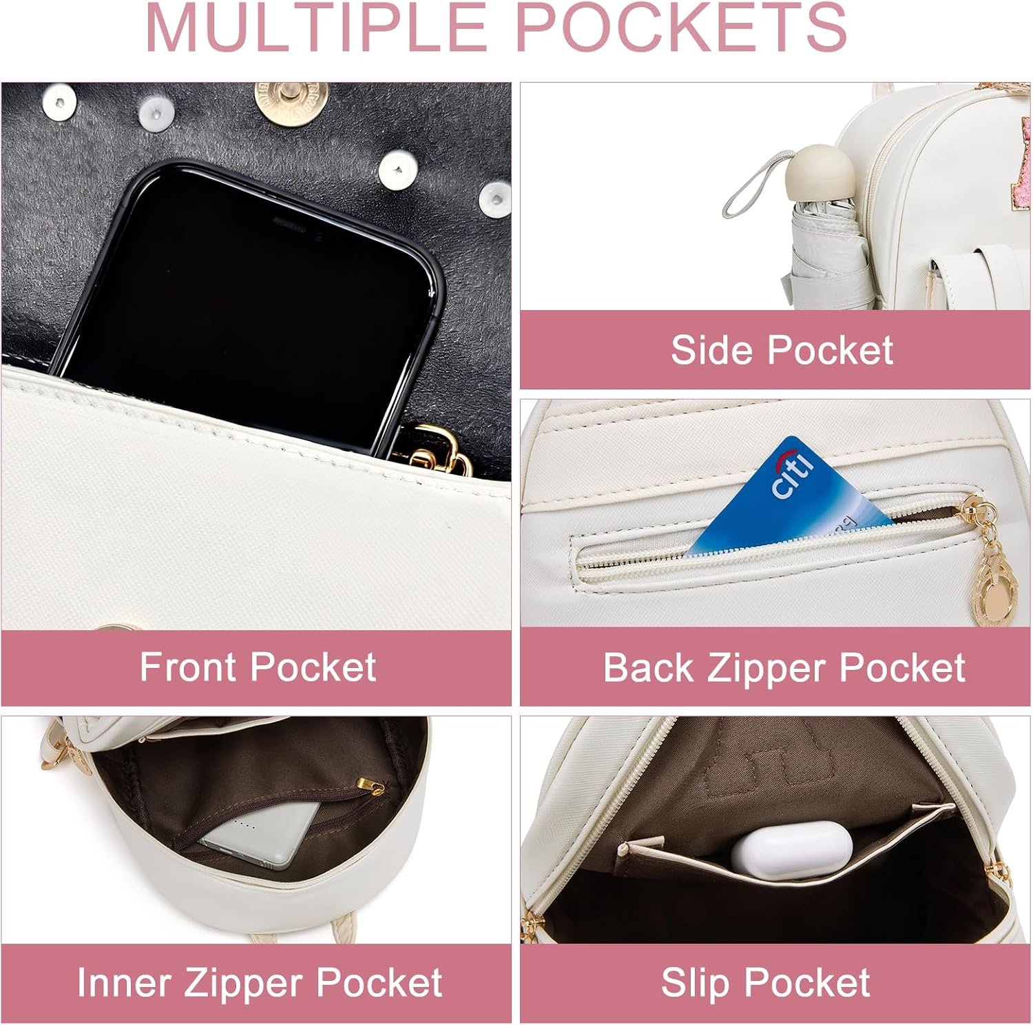 Manufacturer Direct Cute Mini Small Backpack Purse for Women Custom Logo Personalized Letter Leather Pompom Shoulder Bag Private Label - White Letter B