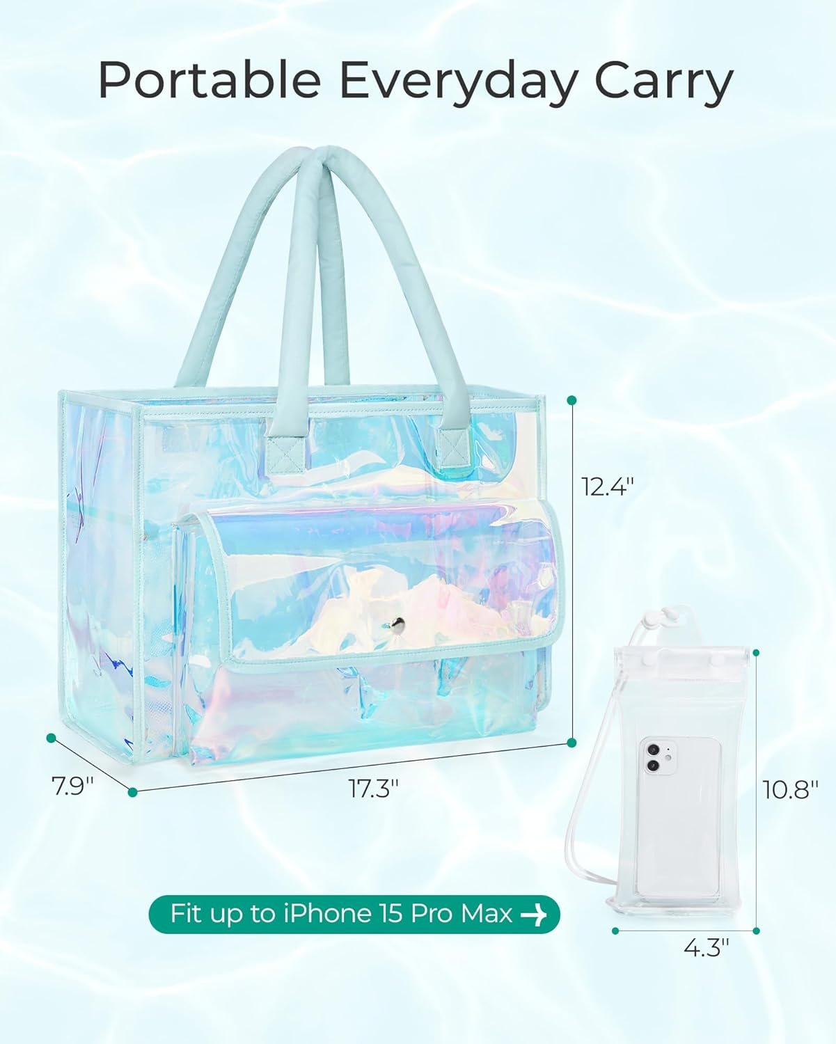 Private Label Waterproof Beach Bag for Women with Phone Pouch, Custom Logo Large Tote Bag for Pool Travel and Vacation Manufacturer