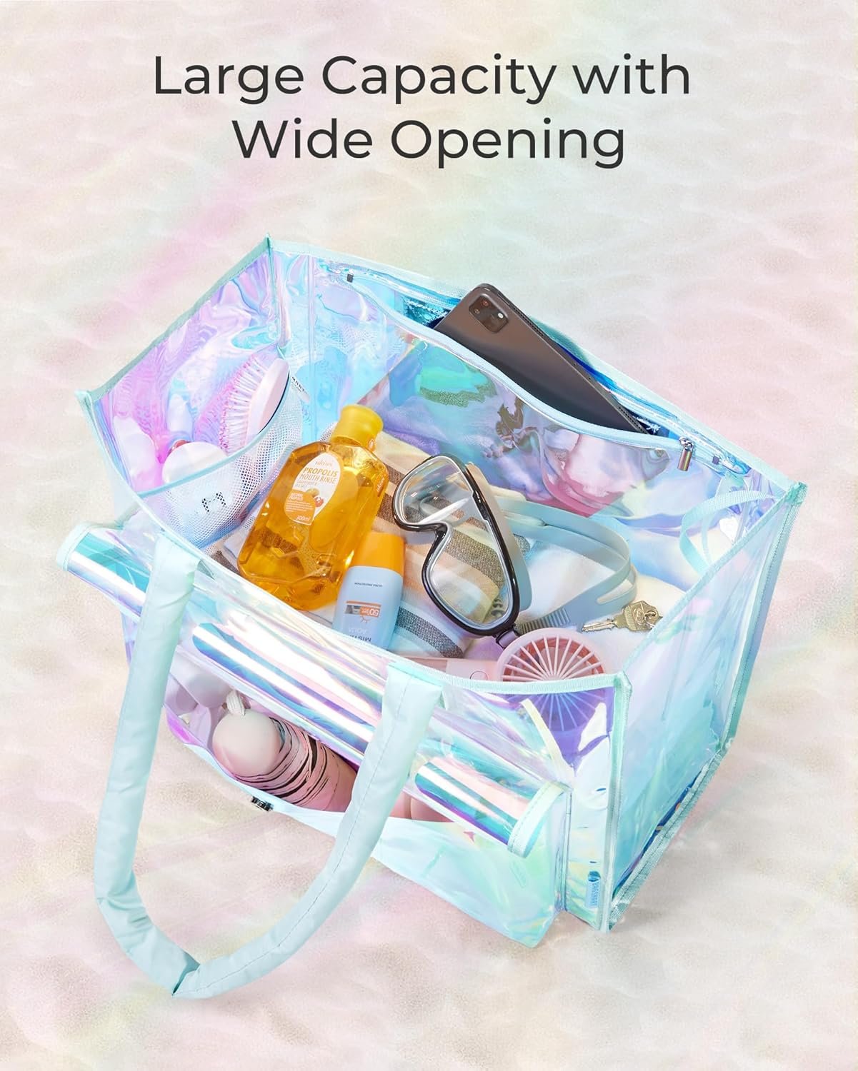 Private Label Waterproof Beach Bag for Women with Phone Pouch, Custom Logo Large Tote Bag for Pool Travel and Vacation Manufacturer