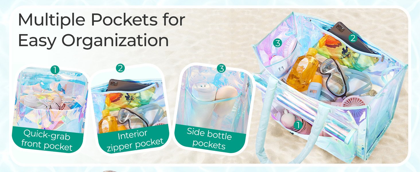 Private Label Waterproof Beach Bag for Women with Phone Pouch, Custom Logo Large Tote Bag for Pool Travel and Vacation Manufacturer