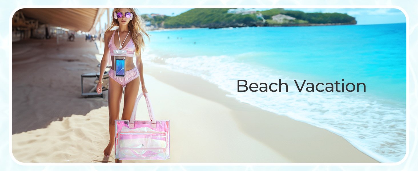 Private Label Waterproof Beach Bag for Women with Phone Pouch, Custom Logo Large Tote Bag for Pool Travel and Vacation Manufacturer