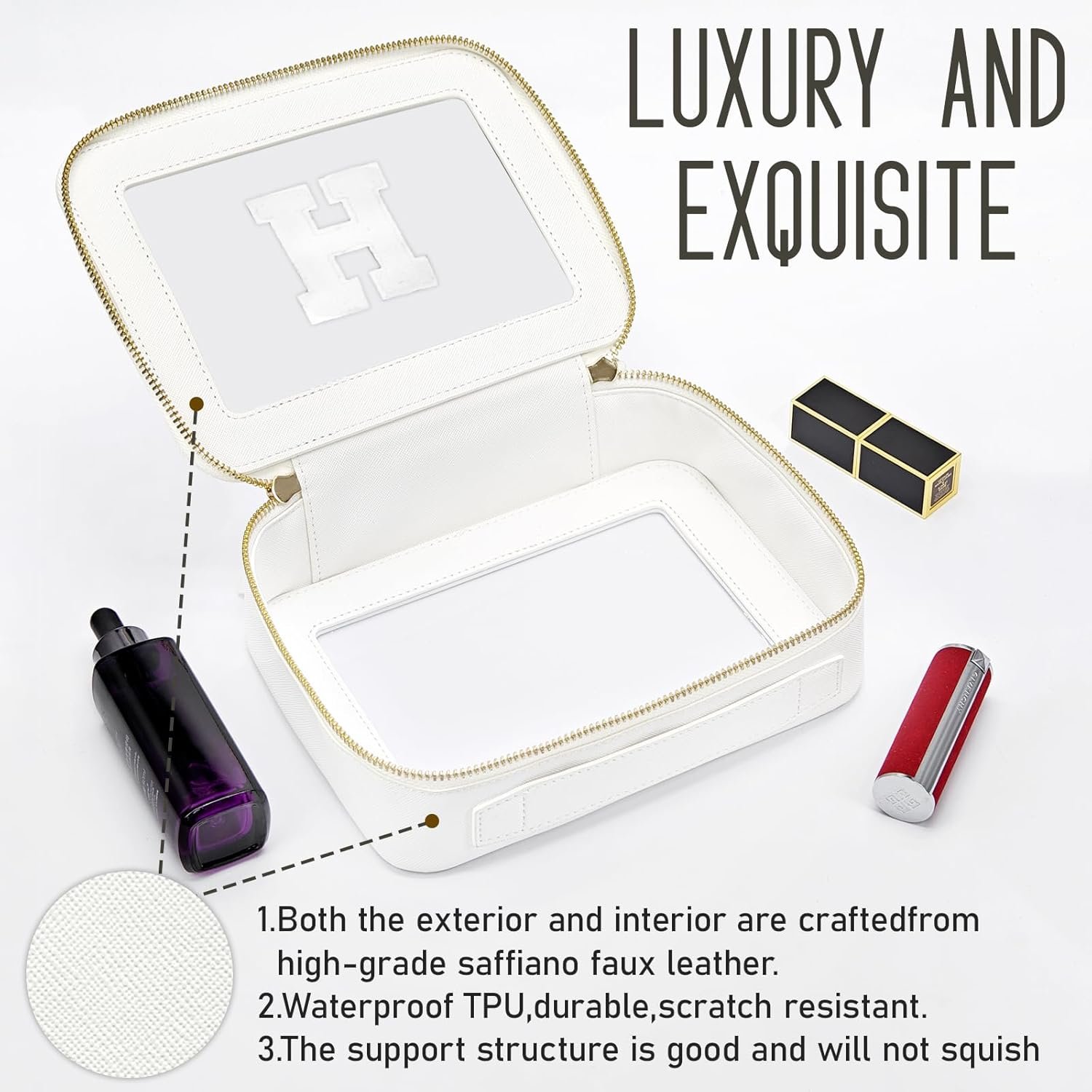 Factory Custom Chenille Letter Makeup Bag, Personalized Initial Birthday Gifts for Women Teen Girls and Mothers, Private Label Mom Presents Factory Custom Chenille Letter Makeup Bag, Personalized Initial Birthday Gifts for Women Teen Girls and Mothers, Private Label Mom Presents