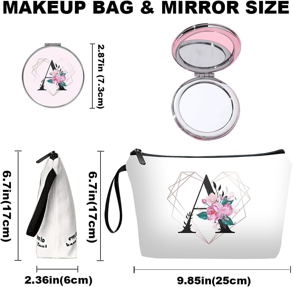 Custom Logo Personalized Initial A Floral Travel Makeup Cosmetic Bag Set with Mirror Private Label Organizer Kit for Women Girls Bridesmaids Daily Use Manufacturer Gifts Custom Logo Personalized Initial A Floral Travel Makeup Cosmetic Bag Set with Mirror Private Label Organizer Kit for Women Girls Bridesmaids Daily Use Manufacturer Gifts