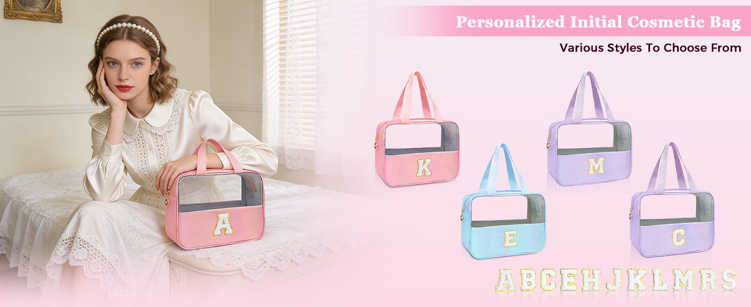 Custom Logo Personalized Pink Clear Large Makeup Bag Private Label Cosmetic Organizer Manufacturer Travel Toiletry Bag for Women Girls Gifts