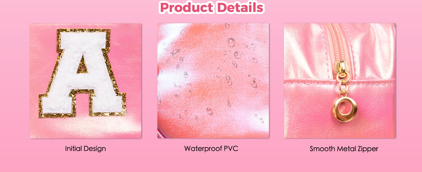 Custom Logo Personalized Pink Clear Large Makeup Bag Private Label Cosmetic Organizer Manufacturer Travel Toiletry Bag for Women Girls Gifts