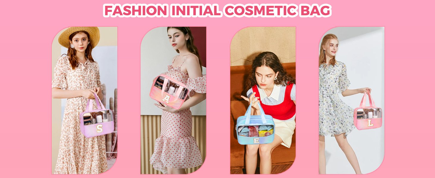 Custom Logo Personalized Pink Clear Large Makeup Bag Private Label Cosmetic Organizer Manufacturer Travel Toiletry Bag for Women Girls Gifts