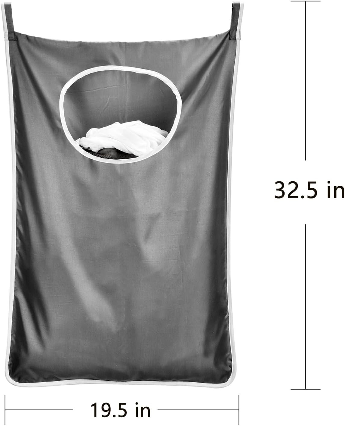Private Label Durable Behind Door Hanging Laundry Hamper Bag Space Saving with Custom Logo Stainless Steel Hooks and Zip for Bathroom Kids Room Travel College Dorm Extra Large 2 Pack Dark Grey Manufacturer