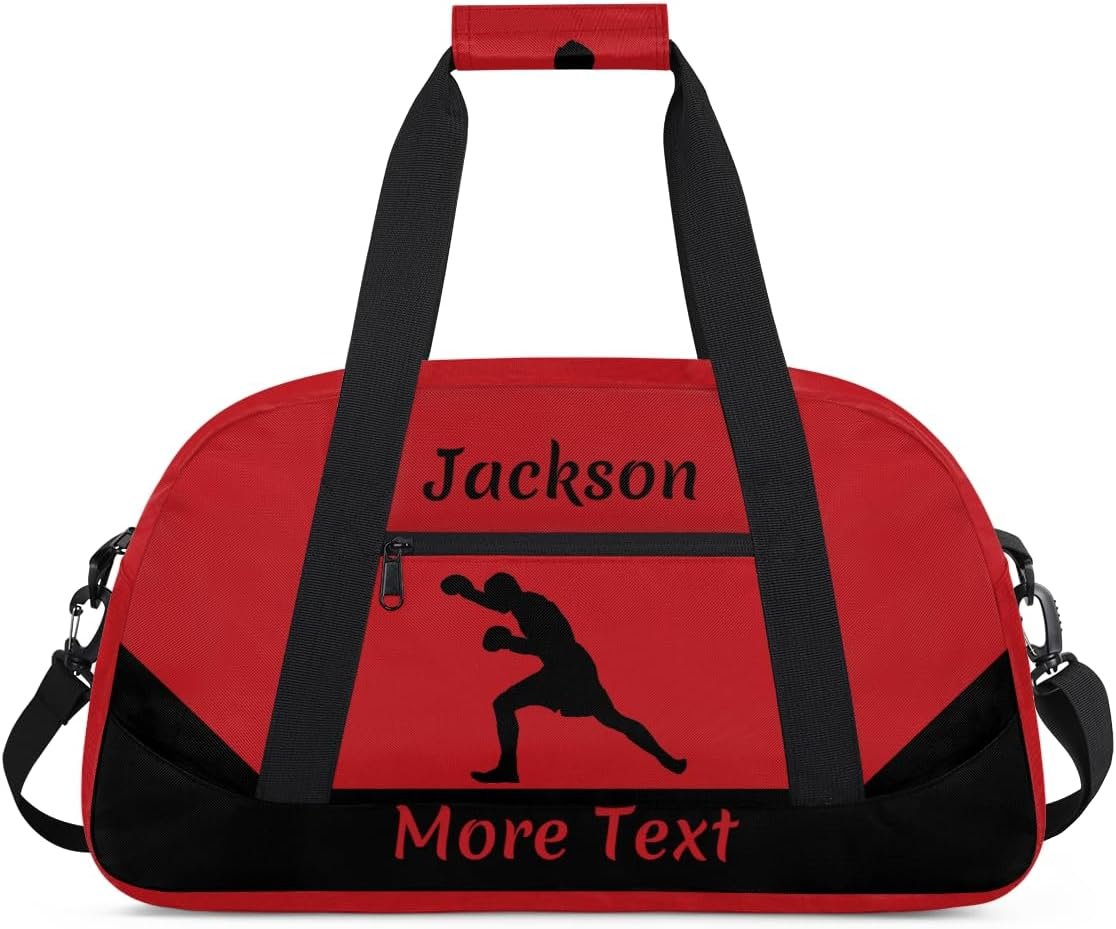 Private Label Personalized Sport Duffle Bag for Boys Custom Logo Kids Gym Bag with Name Fit School Practice Overnight Weekender Travel Red Boxing Manufacturer