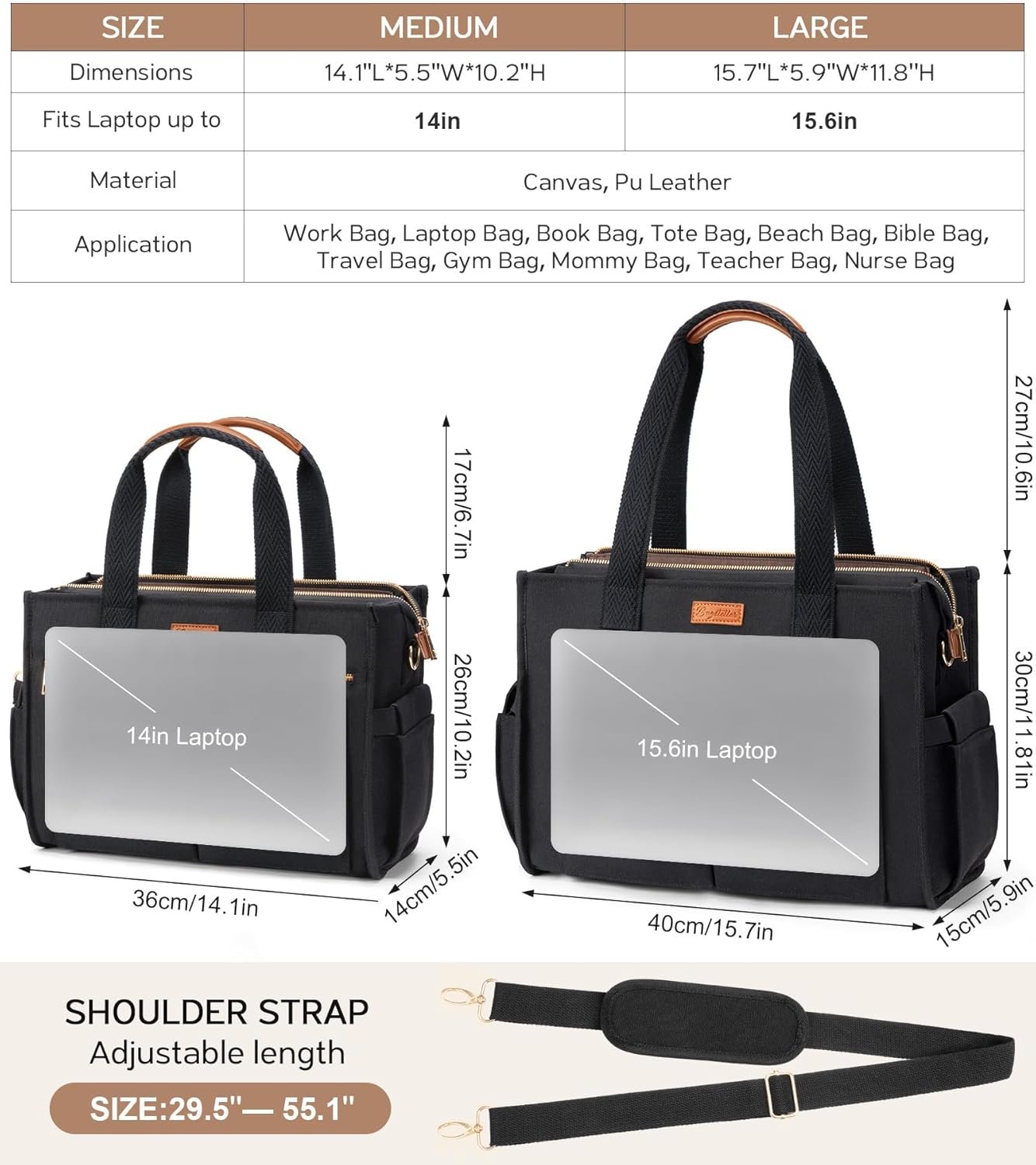 Private Label 15-Pocket Canvas Tote Bag for Women Large Laptop Work Purse Crossbody Nurse Teacher Bible School Travel Bag with Custom Logo Zipper Strap Multi Compartments Stands Upright College Shoulder Clinical Nursing Bag Manufacturer