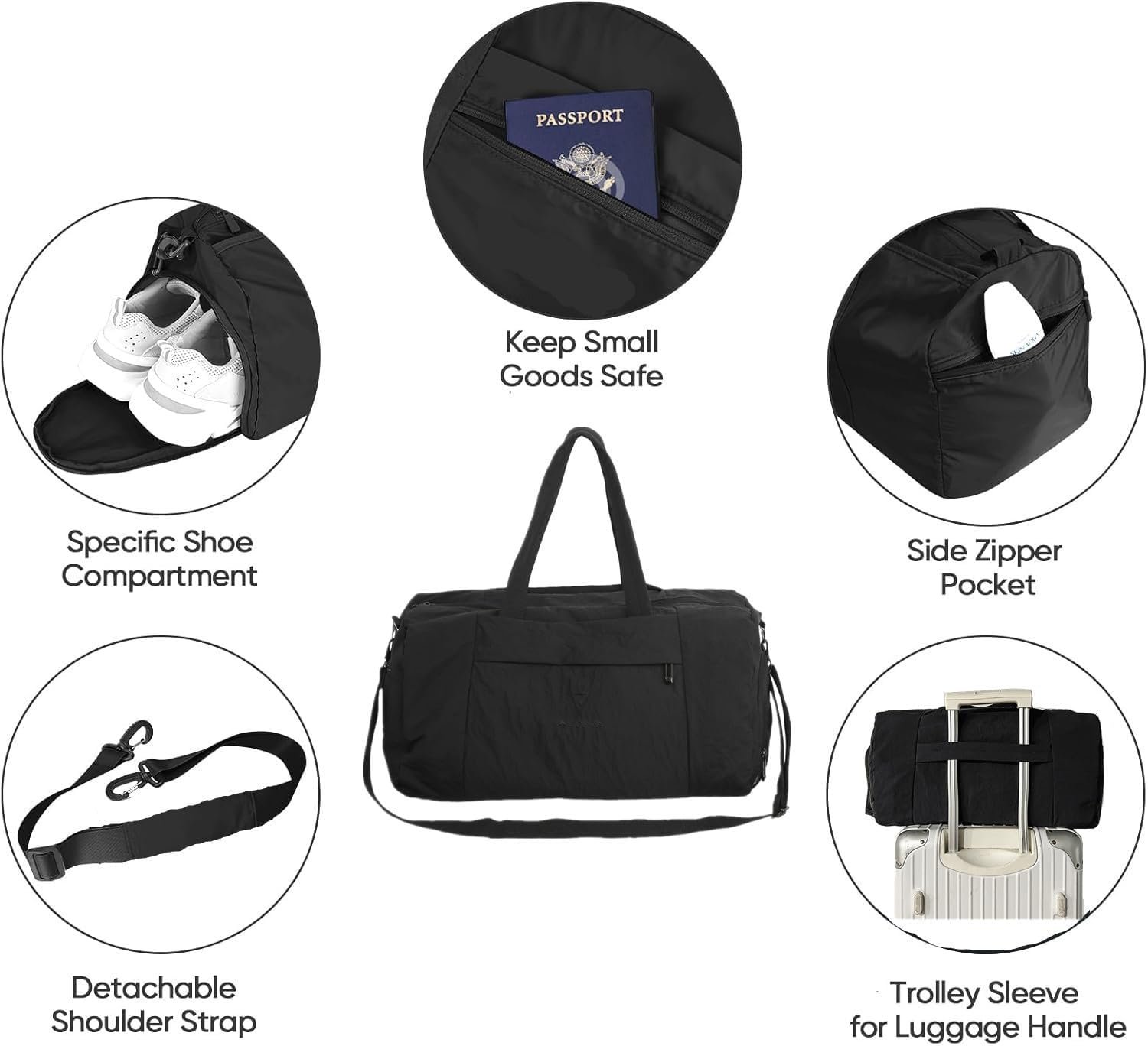 Private Label Waterproof Travel Duffle Carry-On Overnight Weekender Bag for Men and Women, Custom Logo Gym Tote with Shoe Compartment Factory