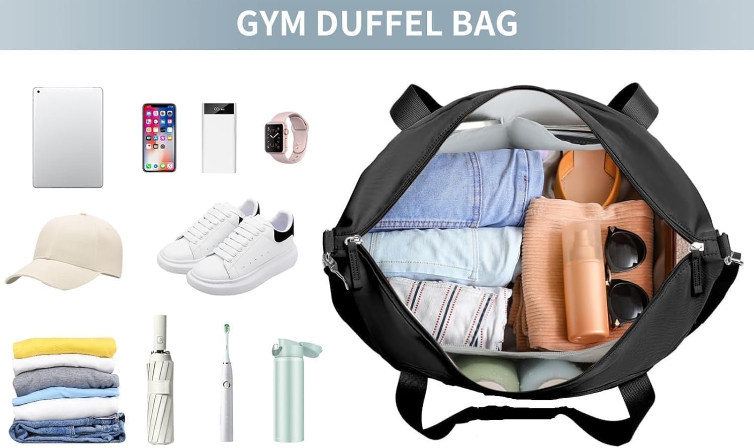 Private Label Waterproof Travel Duffle Carry-On Overnight Weekender Bag for Men and Women, Custom Logo Gym Tote with Shoe Compartment Factory