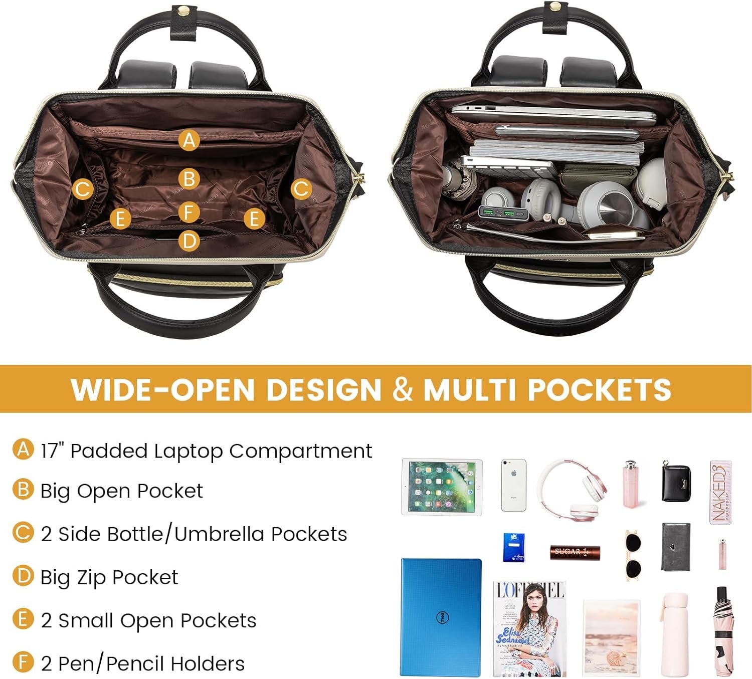 Custom Logo Brown Leather Laptop Backpack for Women 17 Inch Private Label Professional Work Travel Bag Manufacturer