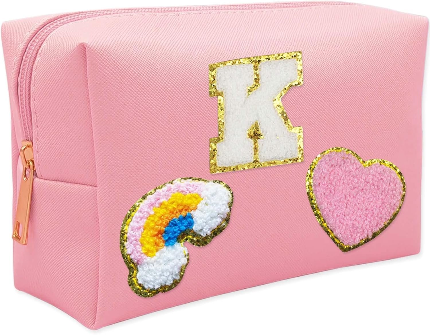 Private Label Personalized Initial Preppy Makeup Bag Set with Custom Logo Zipper Monogram Waterproof Travel Cosmetic Toiletry Bag for Women Cute Preppy Patch Ideal Christmas Thanksgiving Gift Manufacturer