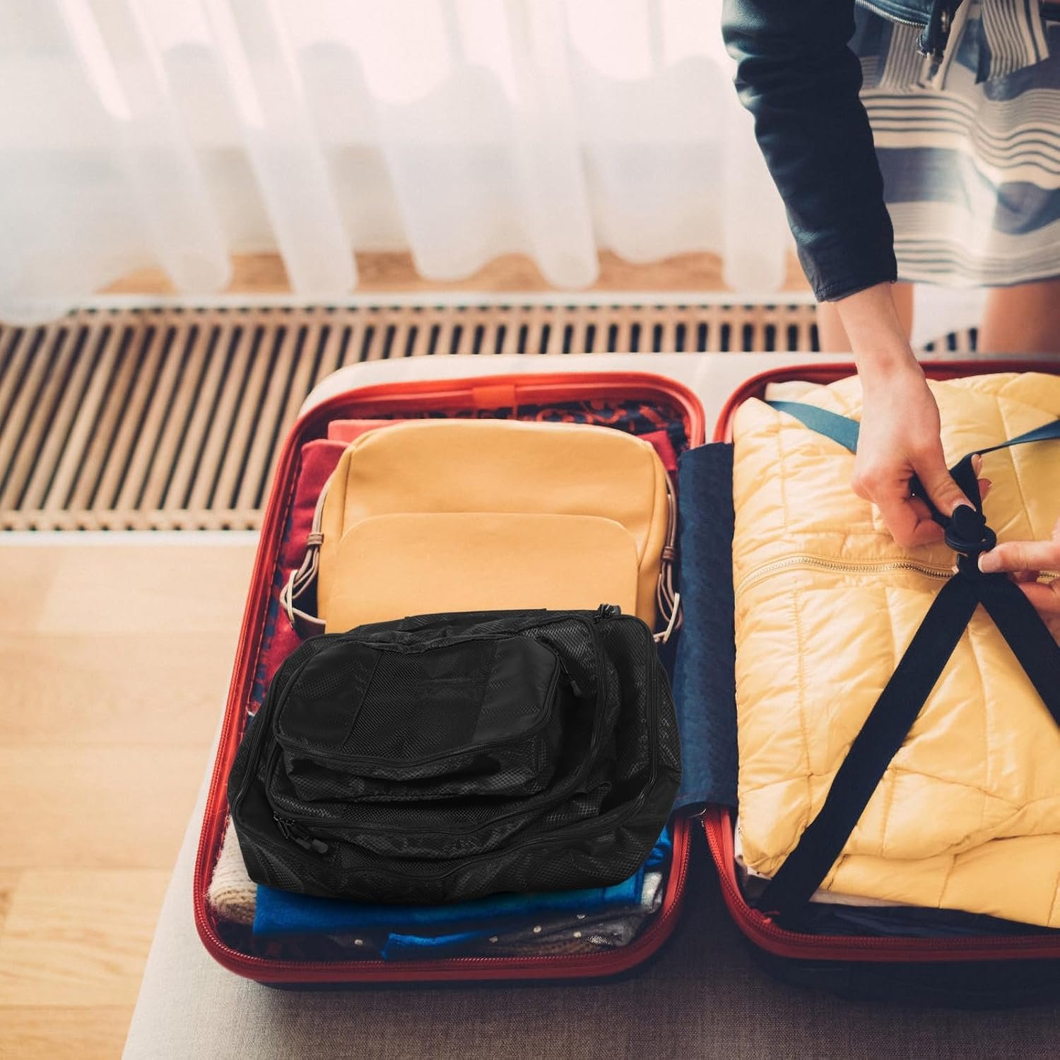 Private Label 3pcs Large Capacity Travel Packing Organizers Set Custom Logo Portable Storage Bags Black Clothes Pouches Manufacturer for Luggage Outdoor Use Private Label 3pcs Large Capacity Travel Packing Organizers Set Custom Logo Portable Storage Bags Black Clothes Pouches Manufacturer for Luggage Outdoor Use