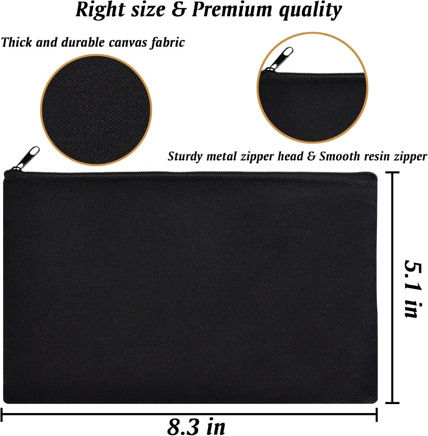 Custom Logo Canvas Zipper Pouch Private Label Multi-Purpose Cosmetic Makeup Bag Blank Bulk Travel Toiletry Storage Manufacturer 8.3 x 5 inches