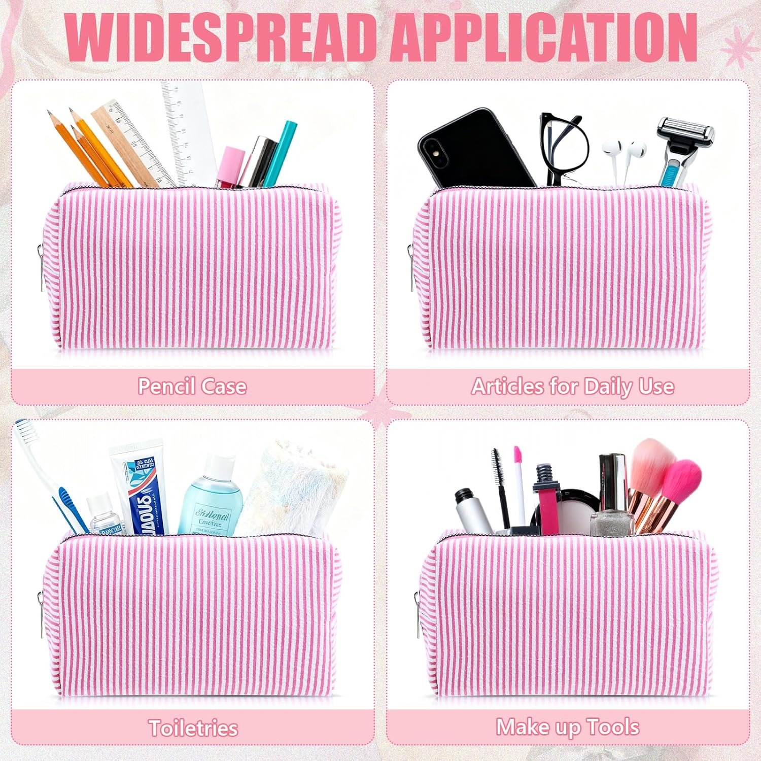Factory 8 Pcs Seersucker Striped Makeup Cosmetic Bags Private Label Bulk Organizer Preppy Travel Toiletry Pouch for Women Wedding Bridesmaid Bride Mom Gifts Custom Logo Pink Medium Factory 8 Pcs Seersucker Striped Makeup Cosmetic Bags Private Label Bulk Organizer Preppy Travel Toiletry Pouch for Women Wedding Bridesmaid Bride Mom Gifts Custom Logo Pink Medium