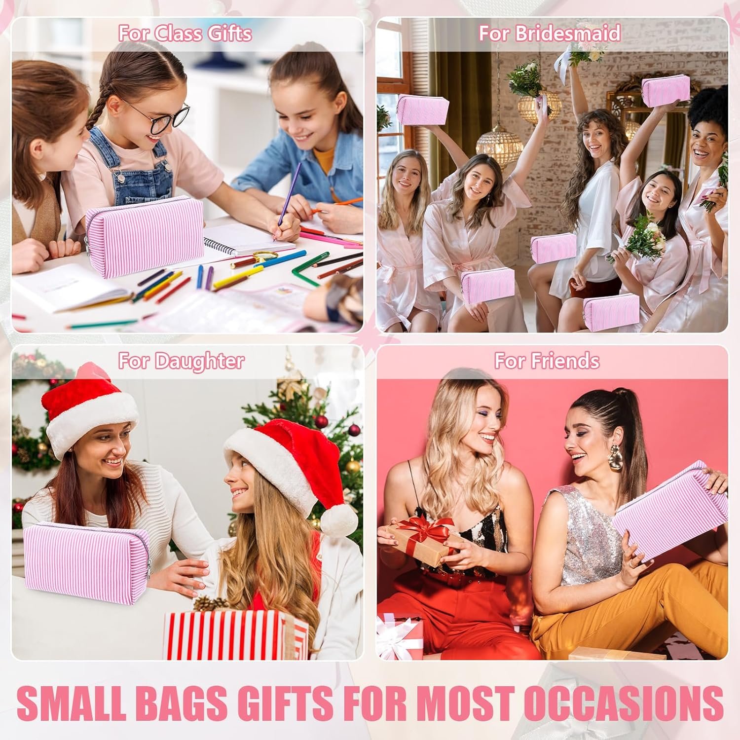 Factory 8 Pcs Seersucker Striped Makeup Cosmetic Bags Private Label Bulk Organizer Preppy Travel Toiletry Pouch for Women Wedding Bridesmaid Bride Mom Gifts Custom Logo Pink Medium Factory 8 Pcs Seersucker Striped Makeup Cosmetic Bags Private Label Bulk Organizer Preppy Travel Toiletry Pouch for Women Wedding Bridesmaid Bride Mom Gifts Custom Logo Pink Medium