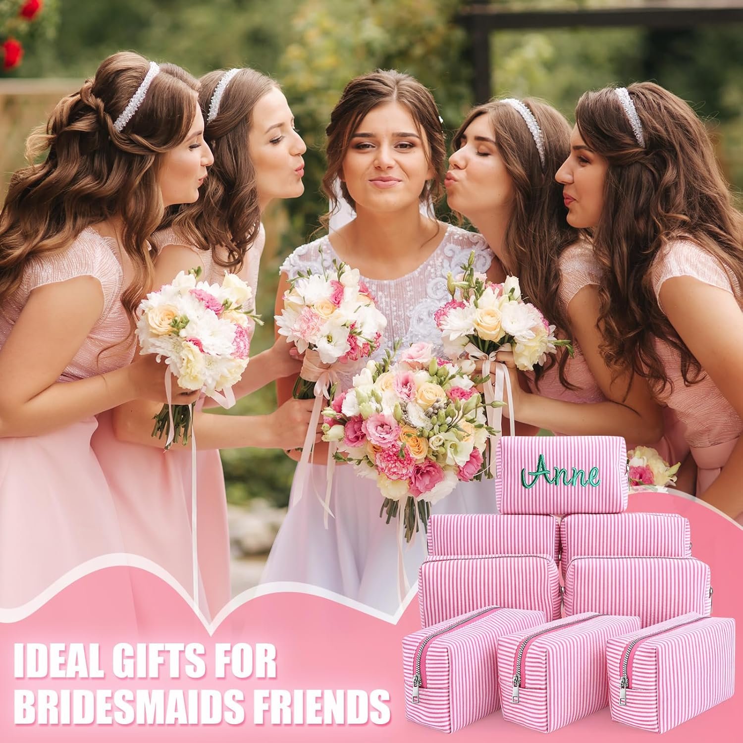 Factory 8 Pcs Seersucker Striped Makeup Cosmetic Bags Private Label Bulk Organizer Preppy Travel Toiletry Pouch for Women Wedding Bridesmaid Bride Mom Gifts Custom Logo Pink Medium Factory 8 Pcs Seersucker Striped Makeup Cosmetic Bags Private Label Bulk Organizer Preppy Travel Toiletry Pouch for Women Wedding Bridesmaid Bride Mom Gifts Custom Logo Pink Medium