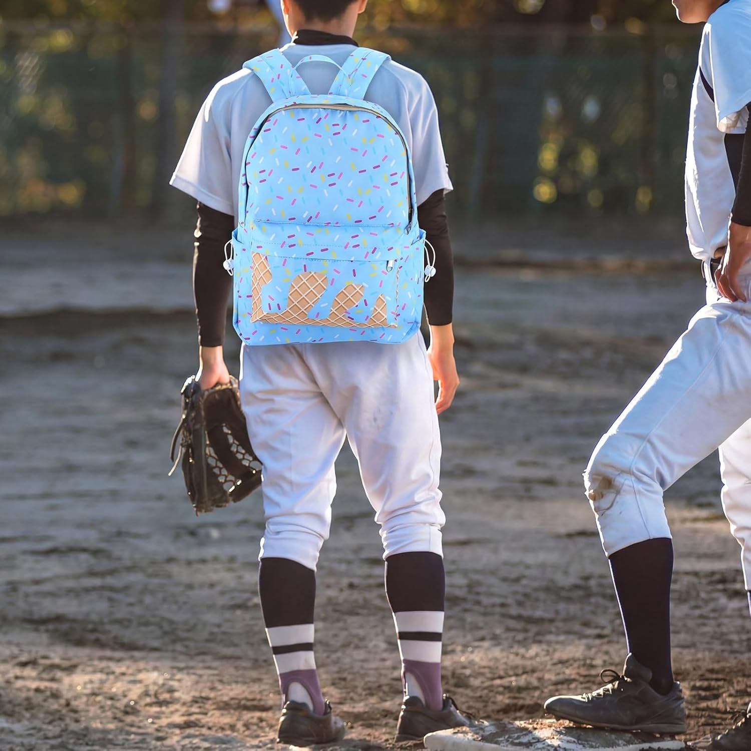 Custom Logo Blue Ice Cream Drip Backpack with Private Label Lunch Box Set from Manufacturer for School Travel Hiking Camping Casual