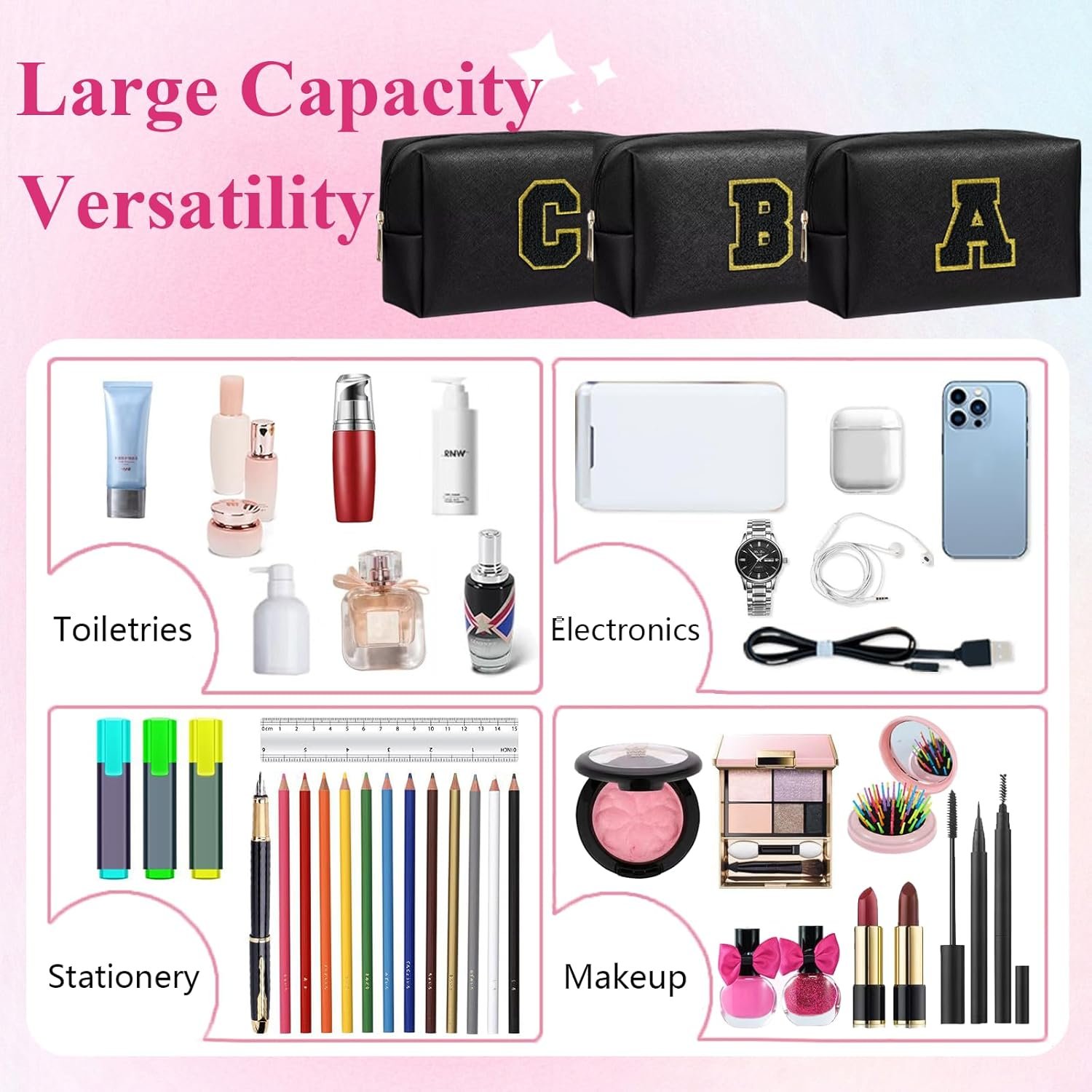 Private Label Personalized Preppy Patch Makeup Bag Waterproof PU Leather Travel Toiletry Bag with Zipper Custom Logo Cosmetic Bag Women Birthday Christmas Friend Gifts Factory Private Label Personalized Preppy Patch Makeup Bag Waterproof PU Leather Travel Toiletry Bag with Zipper Custom Logo Cosmetic Bag Women Birthday Christmas Friend Gifts Factory