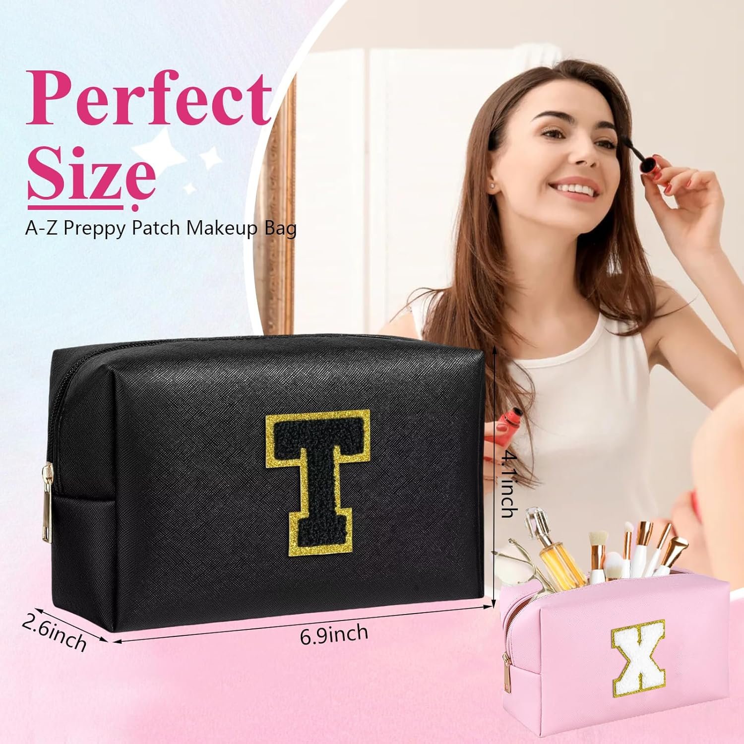 Private Label Personalized Preppy Patch Makeup Bag Waterproof PU Leather Travel Toiletry Bag with Zipper Custom Logo Cosmetic Bag Women Birthday Christmas Friend Gifts Factory Private Label Personalized Preppy Patch Makeup Bag Waterproof PU Leather Travel Toiletry Bag with Zipper Custom Logo Cosmetic Bag Women Birthday Christmas Friend Gifts Factory