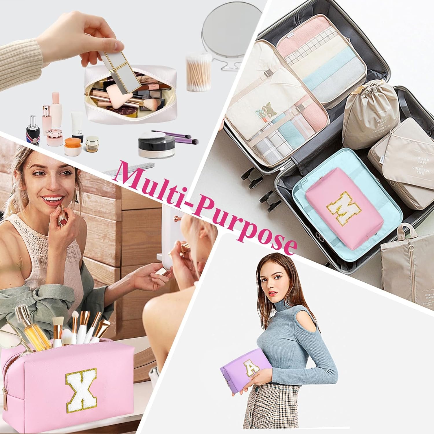 Private Label Personalized Preppy Patch Makeup Bag Waterproof PU Leather Travel Toiletry Bag with Zipper Custom Logo Cosmetic Bag Women Birthday Christmas Friend Gifts Factory Private Label Personalized Preppy Patch Makeup Bag Waterproof PU Leather Travel Toiletry Bag with Zipper Custom Logo Cosmetic Bag Women Birthday Christmas Friend Gifts Factory