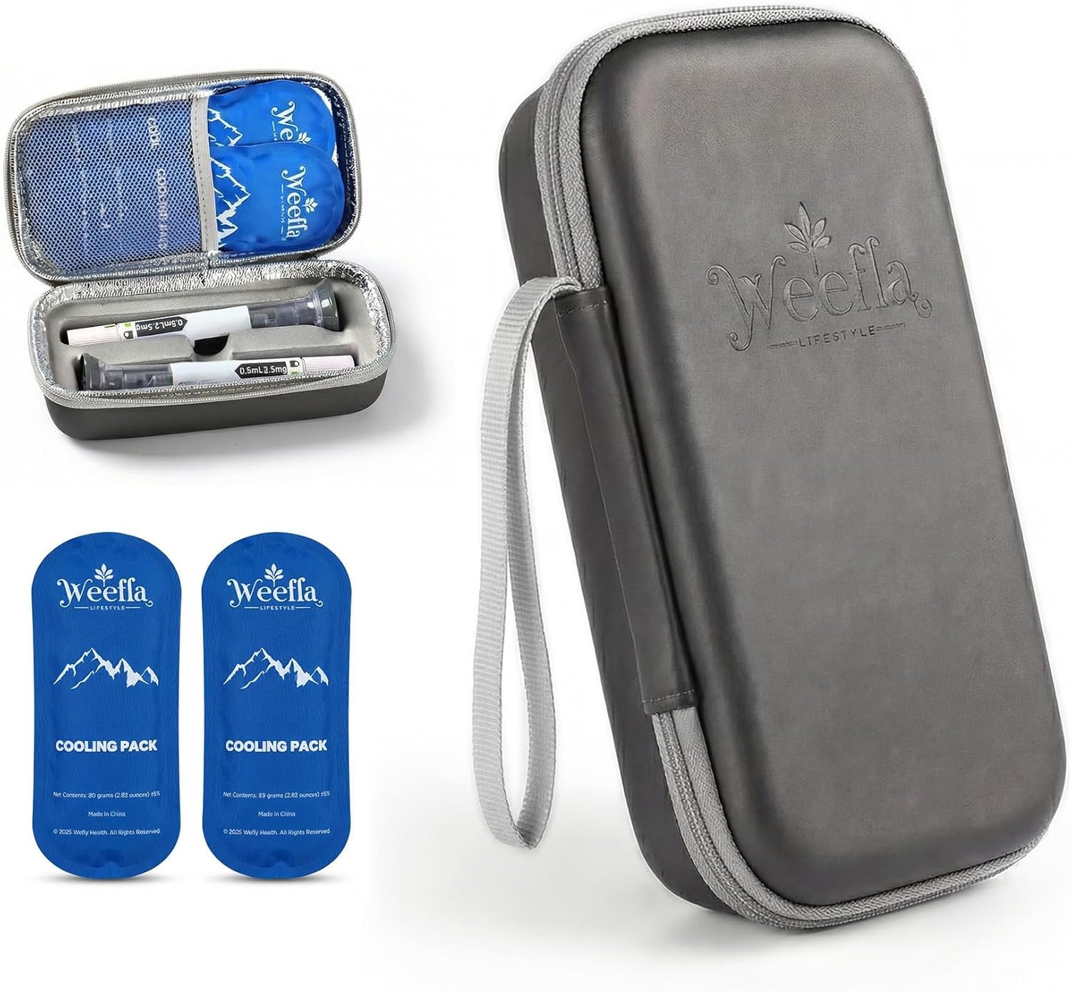 Custom Logo Hard Shell Insulated Cooler Travel Case for Injector Pens TSA Approved Cold Pack Private Label Easy Clean Compact Syringe Box Holder for Trip Daily Use Factory Gray Dual