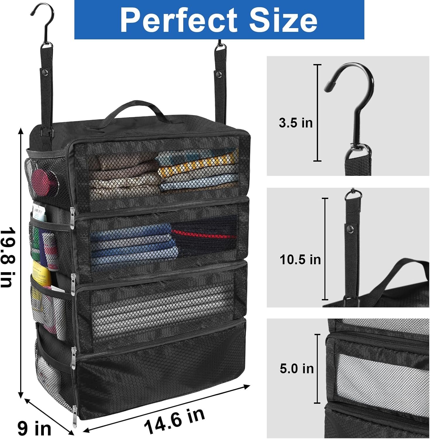 Private Label Portable Collapsible Hanging Suitcase Organizer Travel Packing Cubes with Custom Logo Manufacturer