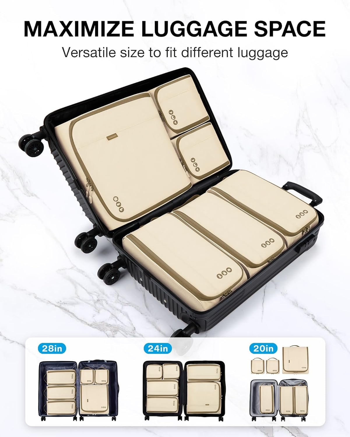 Custom Logo 6 Set Keep Shape Packing Cubes Private Label Lightweight Suitcase Organizer Bags Manufacturer