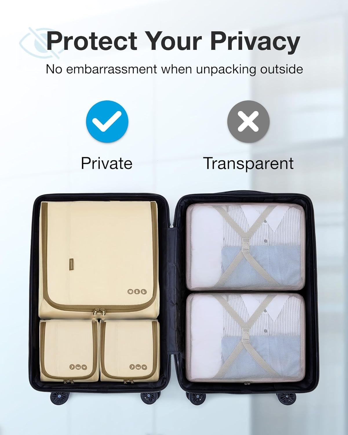 Custom Logo 6 Set Keep Shape Packing Cubes Private Label Lightweight Suitcase Organizer Bags Manufacturer