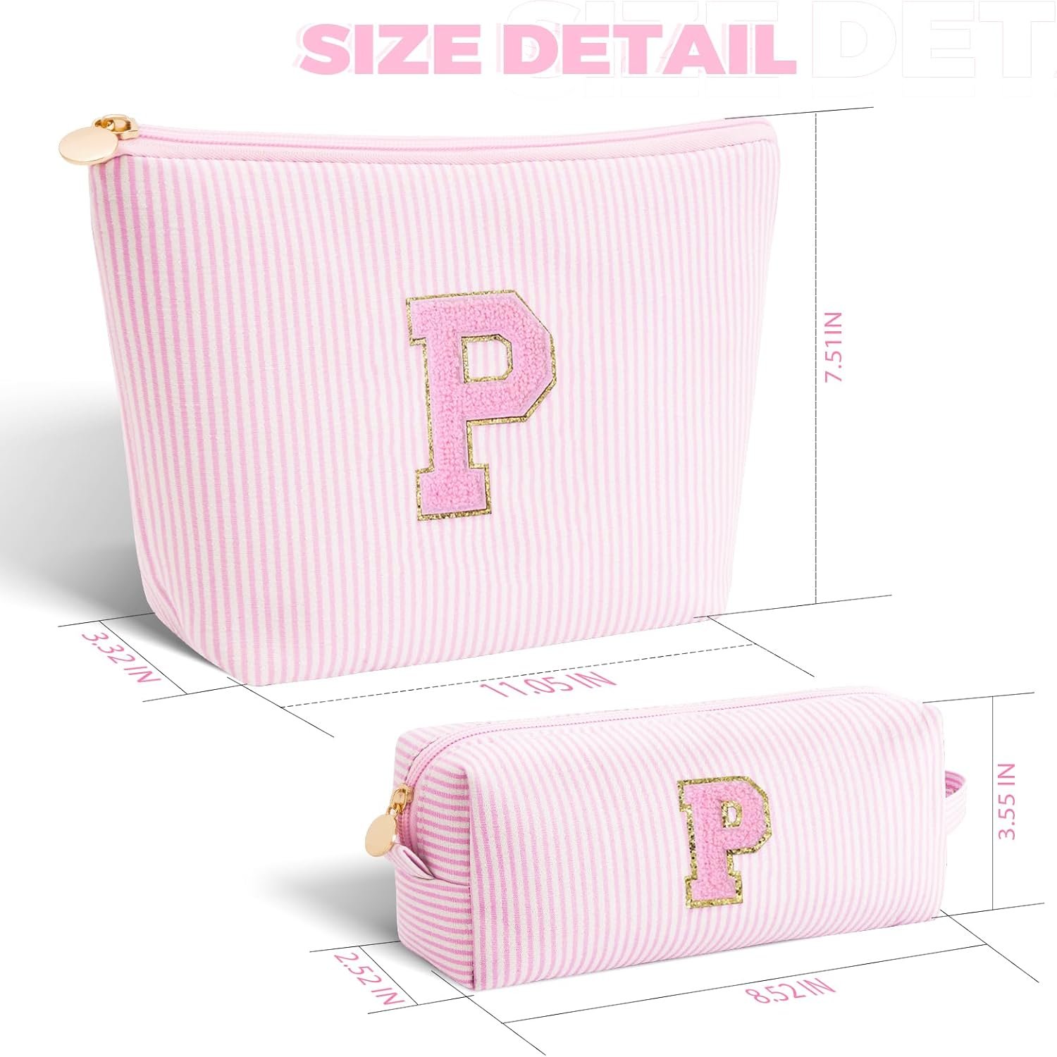 Private Label Personalized Makeup Cosmetic Bag for Women Girls Trendy Travel Toiletry with Custom Logo Initials Pink Teen Gifts Manufacturer