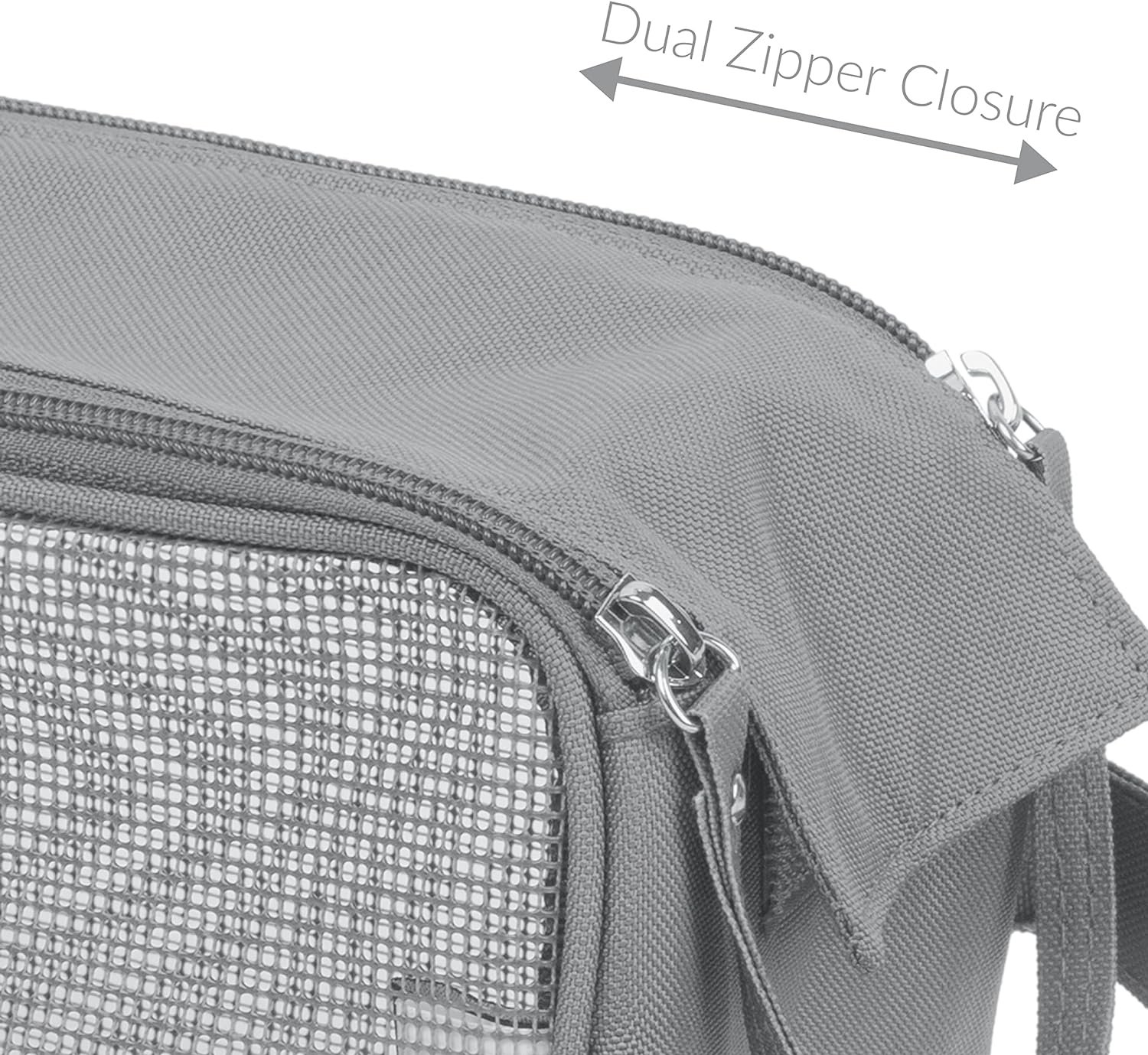 Custom Logo Hanging Mesh Toiletry Bag Grey | Private Label Travel Organizer Perfect for Dorm Gym Back to School | Shampoo Shower Accessories Manufacturer