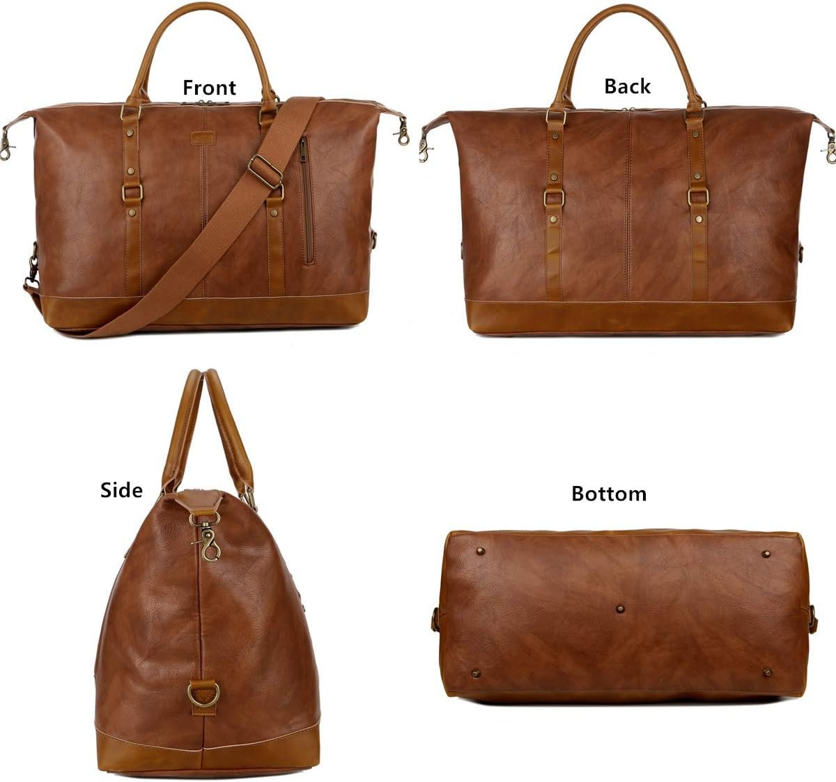 Private Label Vegan Leather Oversized Travel Duffel Tote Weekender Overnight Bag Custom Logo for Men and Women Manufacturer HB-14 (Brown)