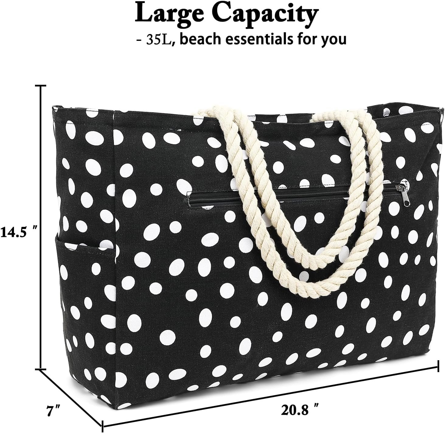 Custom Logo Large Canvas Beach Bag for Women Private Label Waterproof Sandproof with Zipper and Wet Bag Cruise Essentials Manufacturer