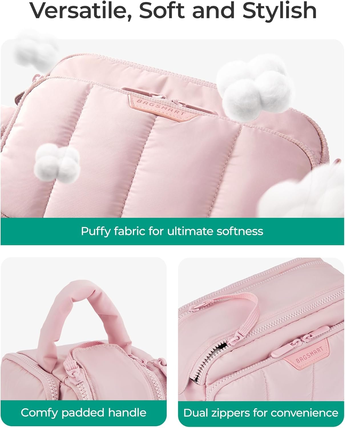 Manufacturer Puffy Travel Makeup Bag Organizer Private Label Cosmetic Case Custom Logo for Toiletries Bottles Brushes Pink