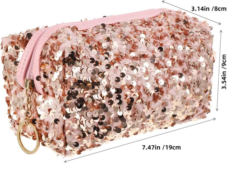 Private Label Portable Sequin Pink Large Capacity Cosmetic Bag Custom Logo Travel Toiletry Makeup Organizer Storage Pouch for Women Manufacturer