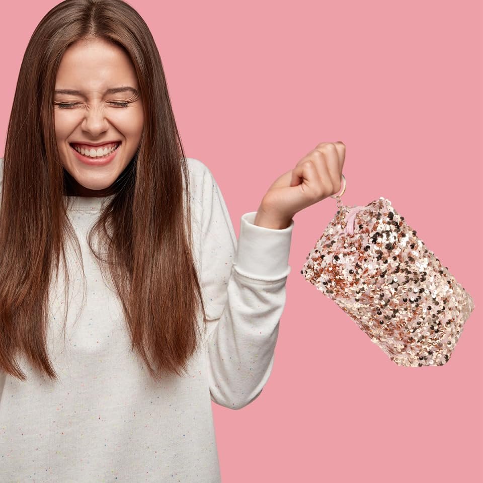 Private Label Portable Sequin Pink Large Capacity Cosmetic Bag Custom Logo Travel Toiletry Makeup Organizer Storage Pouch for Women Manufacturer