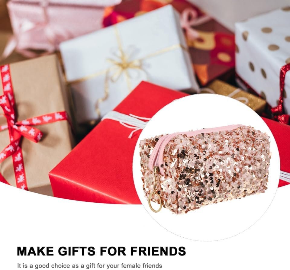 Private Label Portable Sequin Pink Large Capacity Cosmetic Bag Custom Logo Travel Toiletry Makeup Organizer Storage Pouch for Women Manufacturer